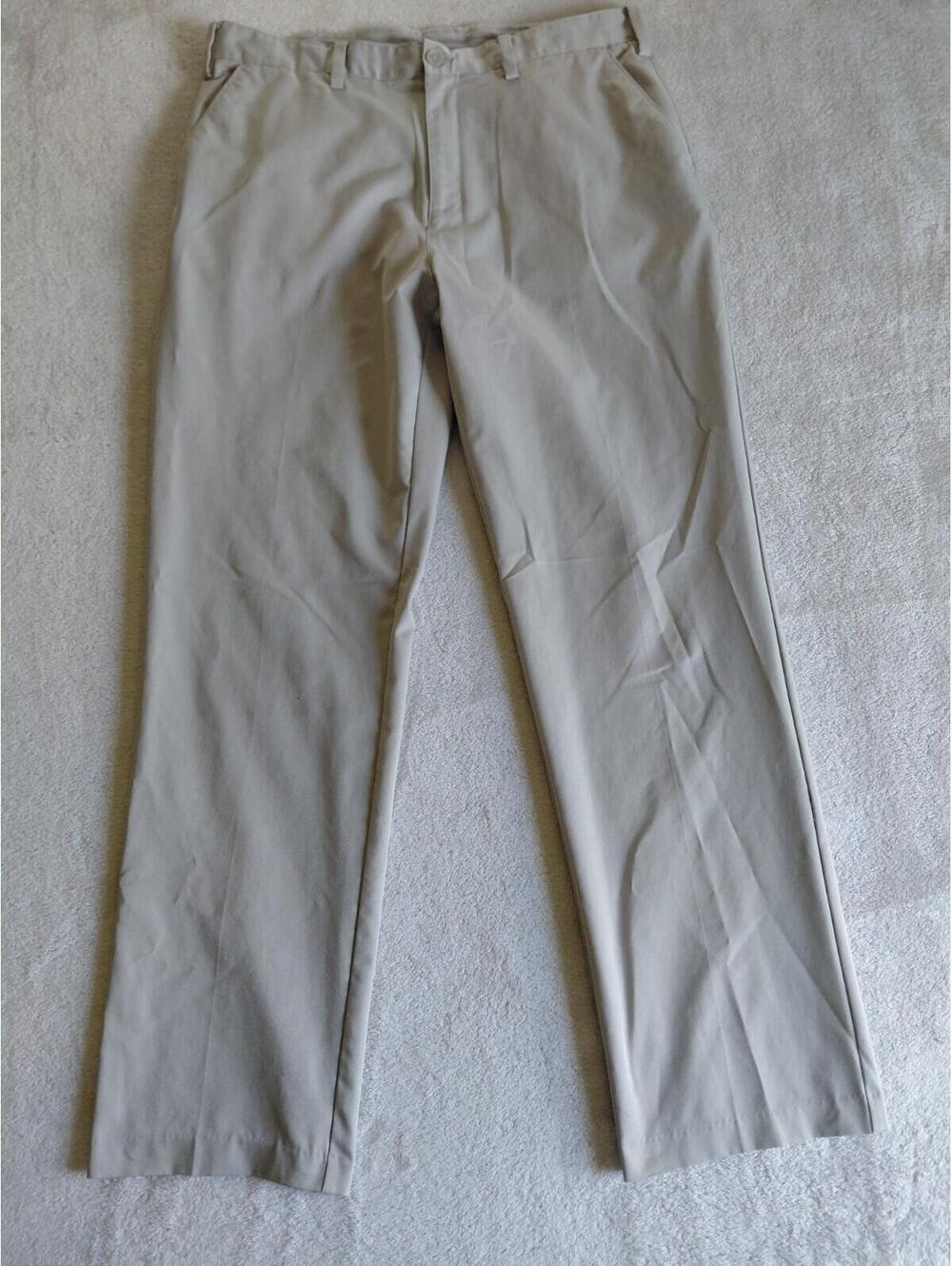 Adidas Pants Mens Size 34x32 Beige Flat Front Performance Golf Casual